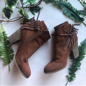 Carlos Santana Faux Suede Fringe booties